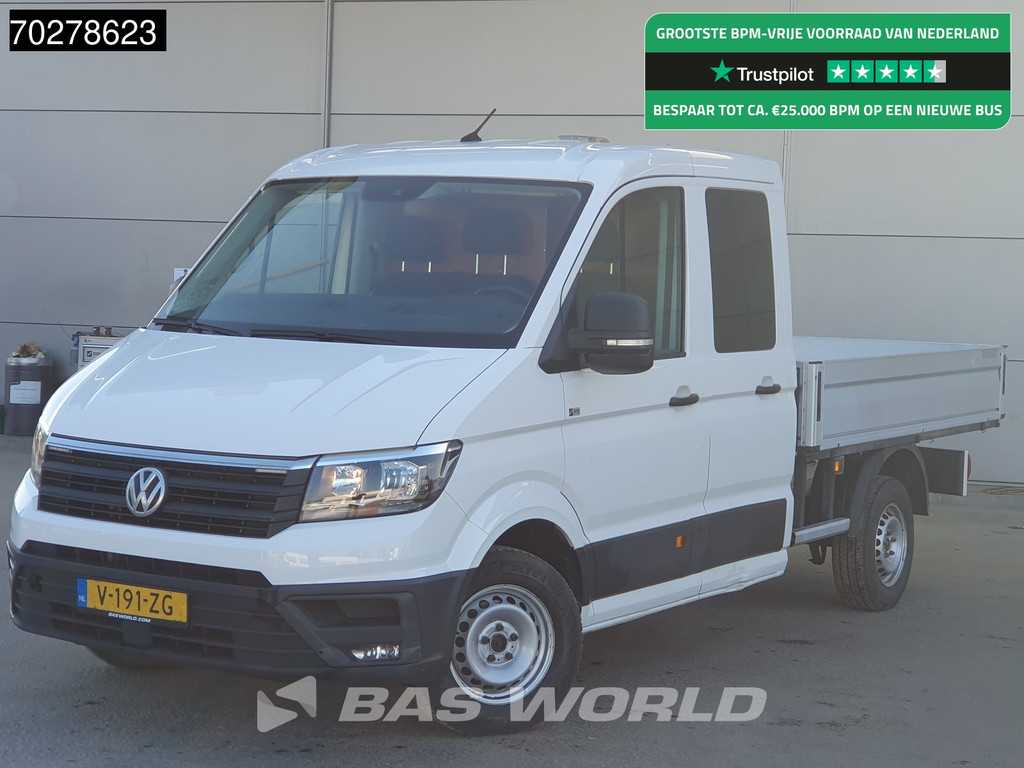 Volkswagen Crafter 102pk Open Laadbak Dubbel Cabine Trekhaak Airco Cruise Camera Euro6 Tipper Benne Kieper 2m3 Airco Dubbel cabine Trekhaak Cruise control