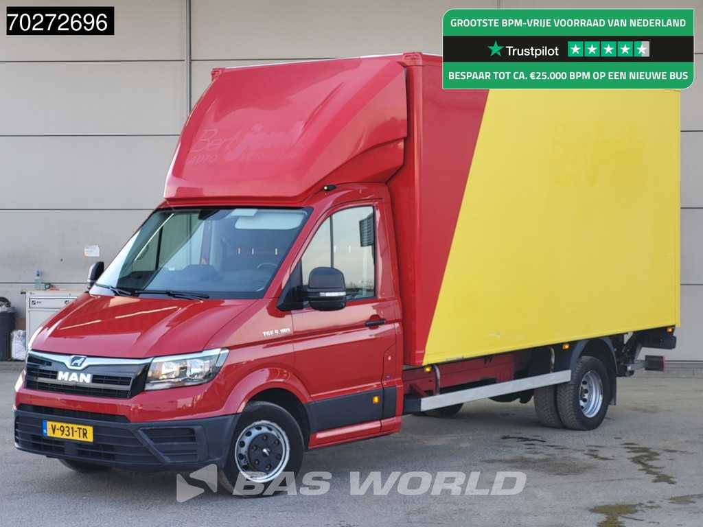 MAN TGE 5.180 Automaat Laadklep Zijdeur Bakwagen 180PK Lat om Lat Airco Cruise Meubelbak Koffer 22m3 Airco Cruise control