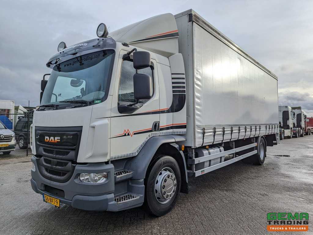DAF LF 250 FA 4x2 SleeperCab 6cil 19T Euro6 - Schuifzeilen/Gesloten Bak 8.00M + Laadklep 2000KG - ZijDeur