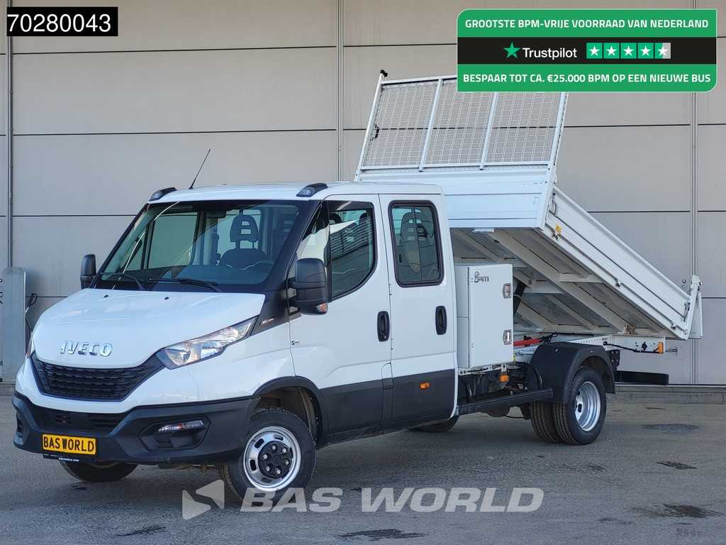 Iveco Daily 35C16 3.0L Kipper Dubbel Cabine met Kist 3,5t trekhaak Dubbellucht Airco Cruise Tipper Benne Kieper Airco Dubbel cabine Trekhaak Cruise control