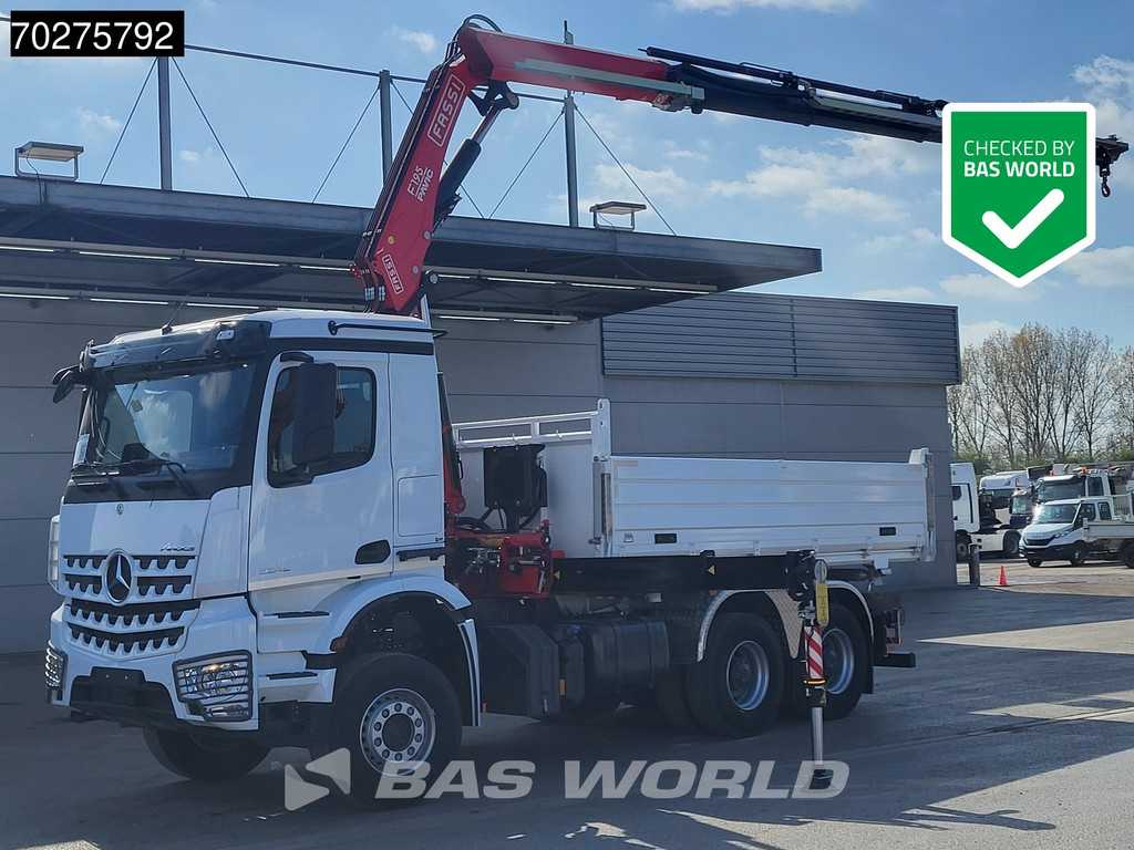 Mercedes Arocs 3348 6X4 Fasi F195A.2.24 Kran 3 sided tipper 9m3 Big-Axle Navi Euro 6