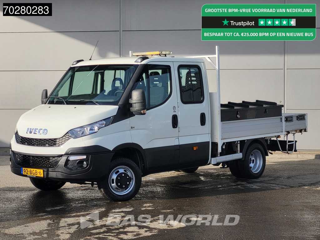 Iveco Daily 50C17 3,0L Automaat HIAB 017T-2 DC Open laadbak Dubbellucht Airco Euro6 Pickup Crane Kraanwagen Pritsche Airco Dubbel cabine