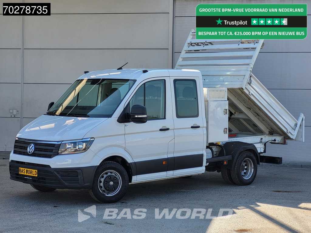 Volkswagen Crafter 177pk Kipper met Kist Dubbel Cabine 3,5t Trekhaak Navi Airco Cruise Euro6 Kieper Tipper Benne Airco Dubbel cabine Trekhaak Cruise control