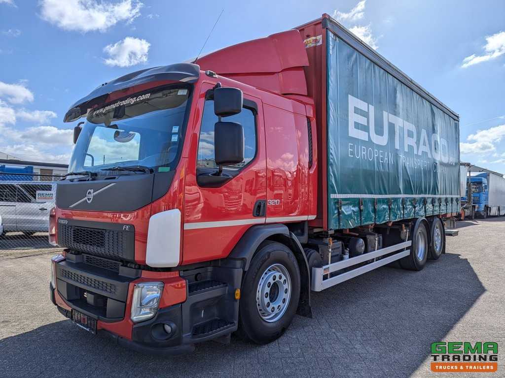 Volvo FE 320 6x2 Slaapcab Euro6 - BDF / SchuifzeilenBak 7.57M + Laadklep 1500KG - Rongpotten/Rongen