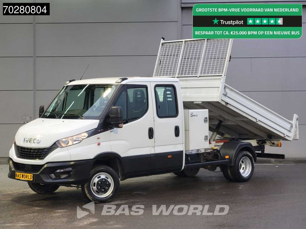 Iveco Daily 35C16 3.0L Kipper Dubbel Cabine met Kist 3,5t trekhaak Dubbellucht Navi Airco Cruise Tipper Benne Kieper Airco Dubbel cabine Trekhaak Cruise control