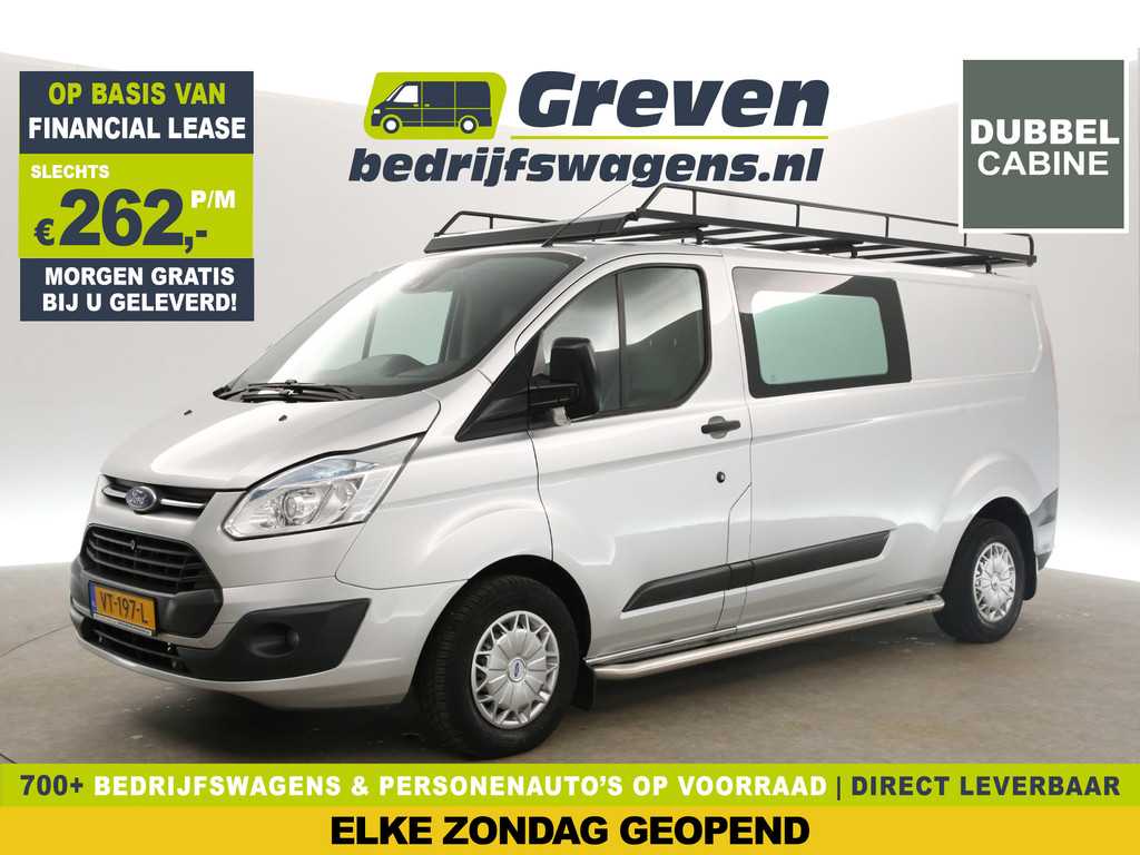 Ford Transit Custom 290 2.2 TDCI L2H1 Dubbele Cabine 6 Persoons Airco Cruise Camera PDC Imperiaal Trekhaak