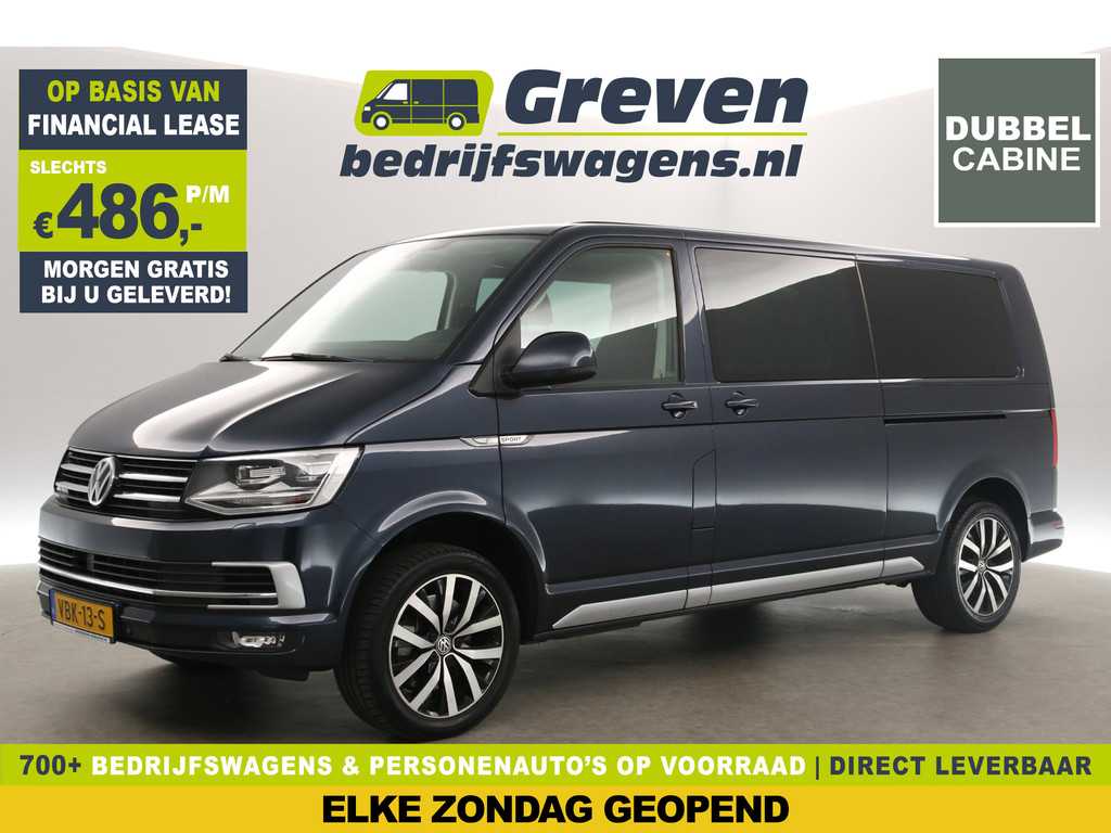 Volkswagen Transporter 2.0 TDI L2H1 | 204PK | Dubbele Cabine | 5 Persoons | DSG Automaat Airco Camera Carplay 2xSchuifdeur Cruise Navi Trekhaak PDC 18''LMV
