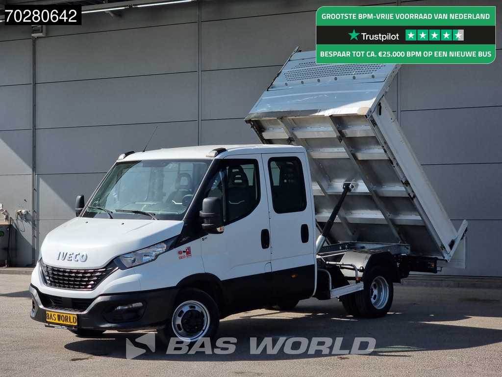 Iveco Daily 35C14 Kipper Dubbel Cabine Dubbellucht 3,5t Trekhaak Airco Cruise Euro6 Tipper Benne Kieper Airco Dubbel cabine Trekhaak Cruise control