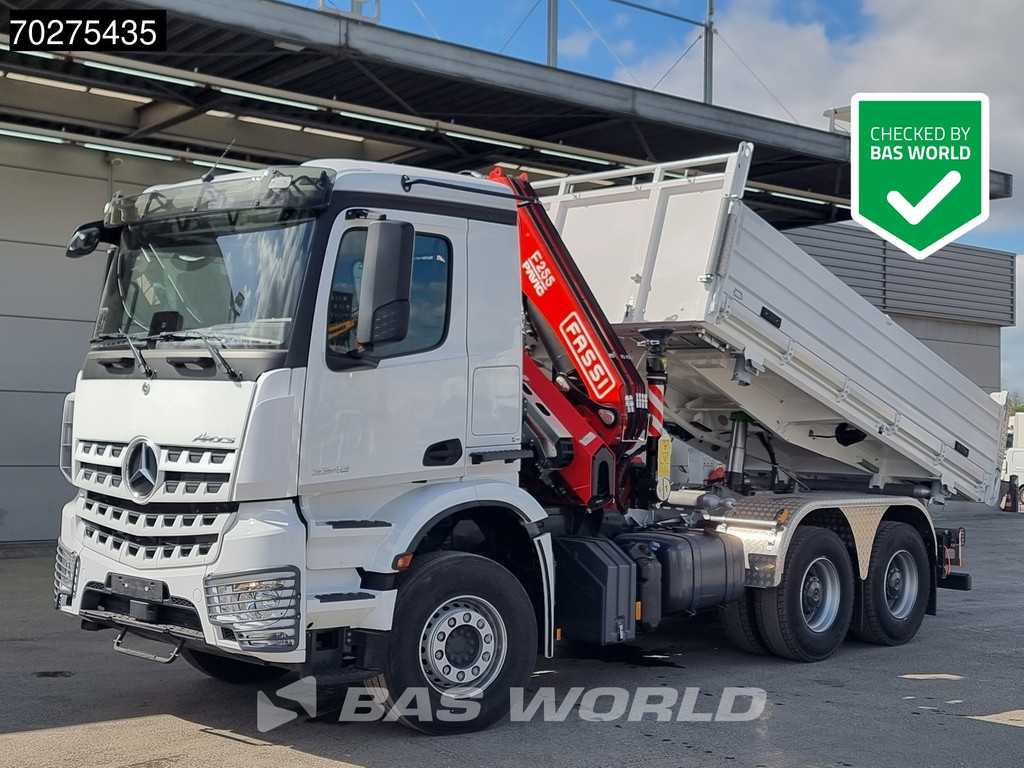 Mercedes Arocs 3348 6X4 Fassi F255A2.24 Kran Crane 9m3 3-Sided Tipper Big-Axle Euro 6