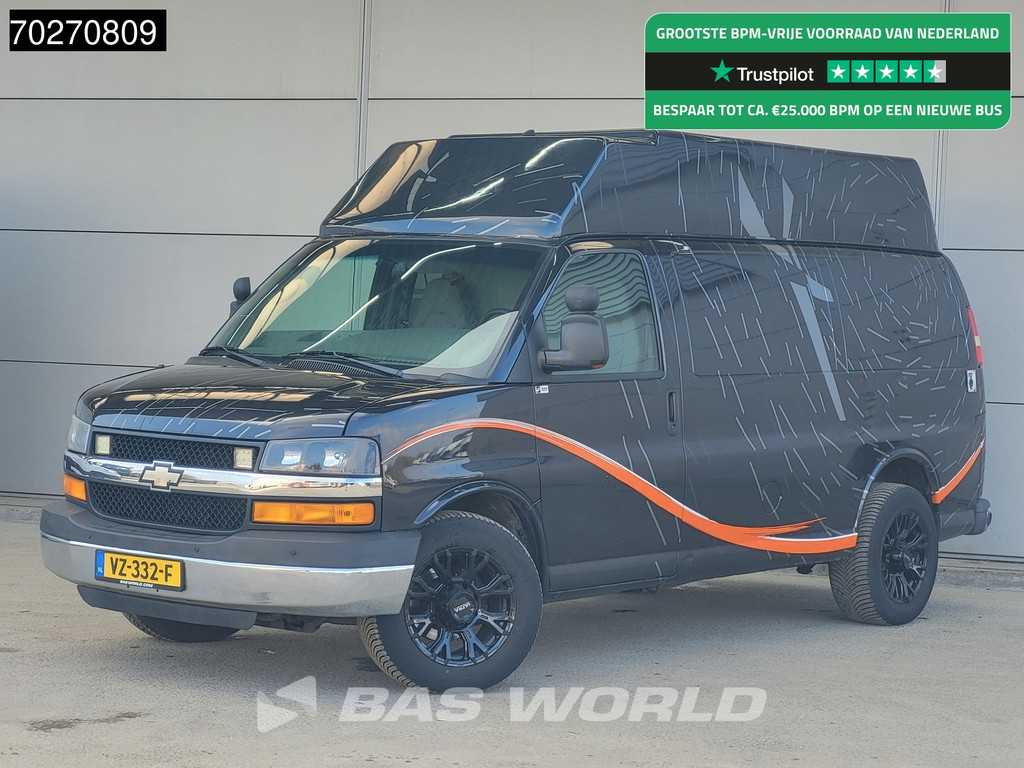Chevrolet Chevy Van 6.0L V8 MARGE LPG Chevy Van Camper Basis APK 10-2025 GMC Savana 230V aansluiting Airco Camera Cruise 8m3 Airco Trekhaak Cruise control