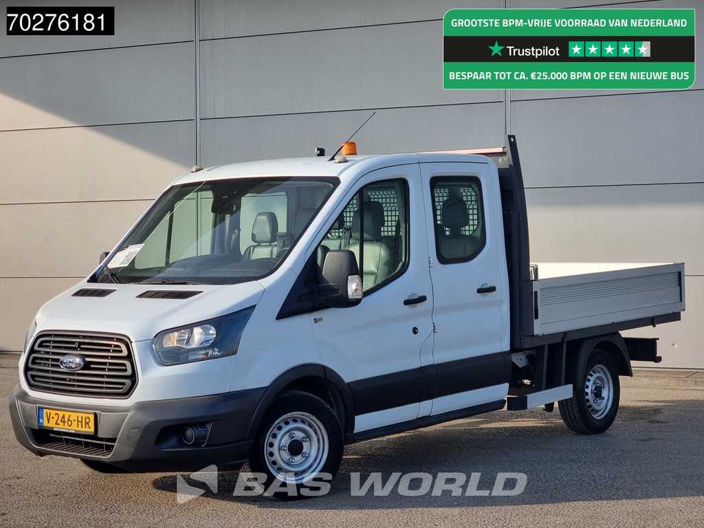 Ford Transit 105pk Open Laadbak Dubbel Cabine Trekhaak Navi Airco Pritsche Pickup Open Box Airco Dubbel cabine Trekhaak