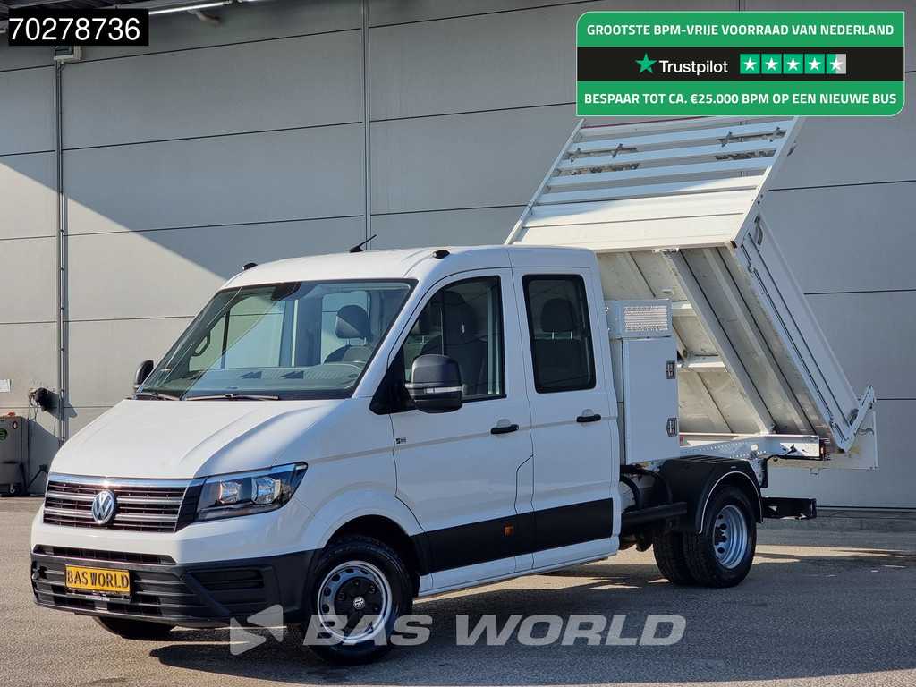 Volkswagen Crafter 177pk Kipper Dubbel Cabine met Kist Dubbellucht 3,5t Trekhaak Navi Airco Cruise Tipper Benne Kieper Airco Dubbel cabine Trekhaak Cruise control
