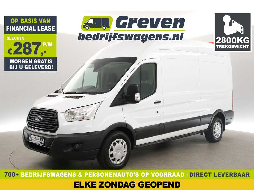 Ford Transit 350 2.0 TDCI L3H3 2800kg Trekgew. Airco Cruise Kasten Parkeersensoren Inrichting 3 Persoons LED Trekhaak