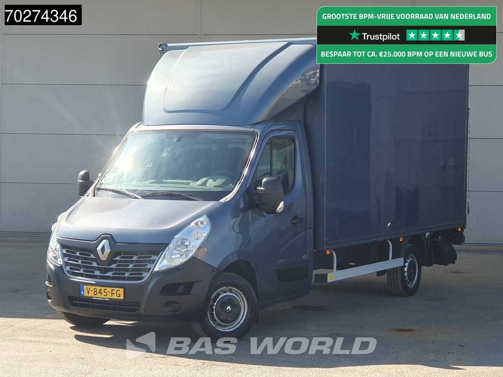 Renault Master 145PK Bakwagen 1000KG Laadklep Trekhaak Zijdeur Navi Lat om Lat Airco Cruise Meubelbak Koffer 20m3 Airco Trekhaak Cruise control