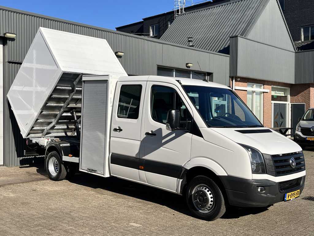 Volkswagen Crafter 50 2.0 TDI DC 164PK Kipper Airco Cruise controle Navigatiesysteem Trekhaak 3500kg Houtsnippers Boomverzorging Groenaval Snipperauto 6-persoons Gereedschapskist 1e eigenaar ex Gemeente open laadbak