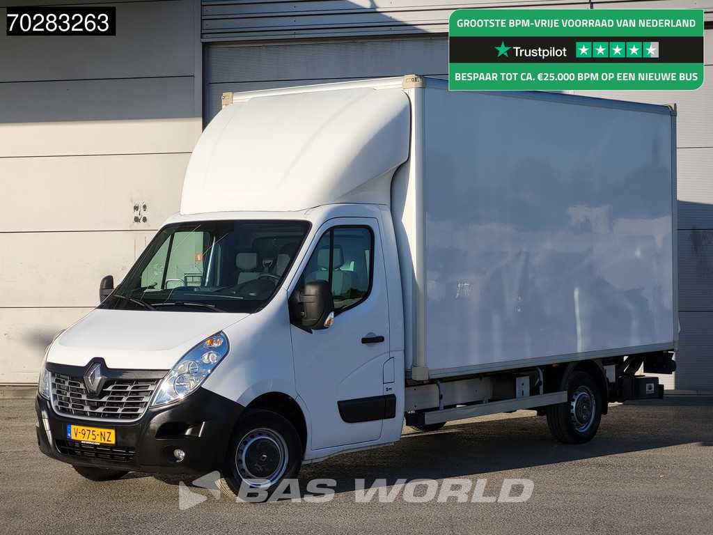 Renault Master 170PK D'Hollandia 1000KG Laadklep Trekhaak Zijdeur Bakwagen Navi Airco Cruise Camera Lat om Lat Euro6 Meubelbak Koffer 21m3 Airco Trekhaak Cruise control