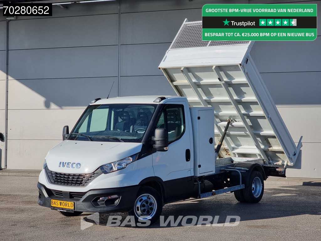 Iveco Daily 35C14 Kipper met Kist Dubbellucht 3,5t Trekhaak Airco Cruise Euro6 Tipper Benne Kieper 2m3 Airco Trekhaak Cruise control