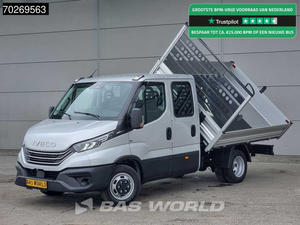 Iveco Daily 35C21 3 zijdige Kipper Dubbel Cabine 210PK 3.0L Dubbellucht Airco Cruise LED Camera Tipper Benne Kieper 2m3 Airco Dubbel cabine Trekhaak