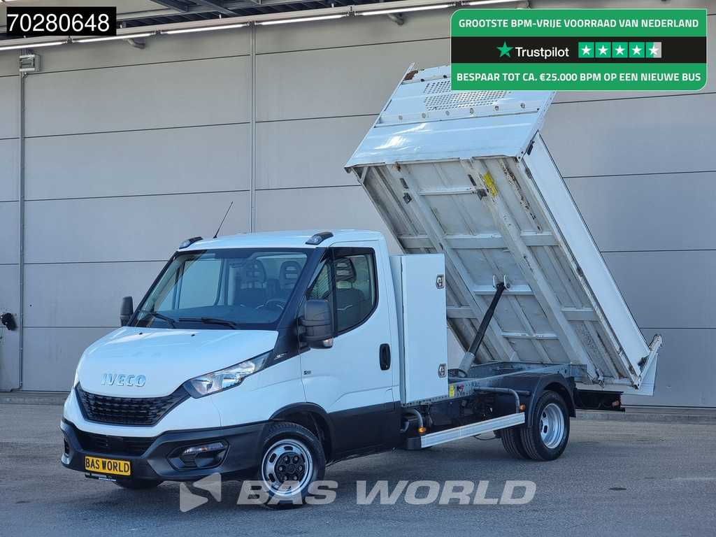 Iveco Daily 35C14 Kipper met Kist Dubbellucht 3,5t Trekhaak Airco Cruise Camera Euro6 Tipper Benne Kieper Airco Trekhaak Cruise control