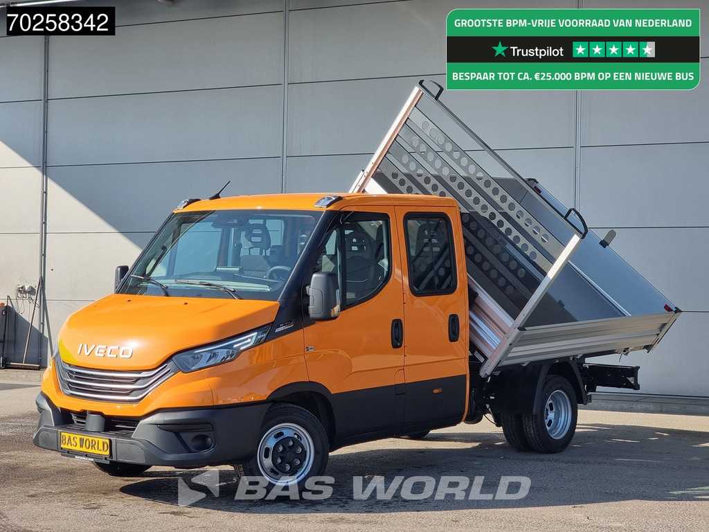 Iveco Daily 35C21 3 zijdige Kipper Dubbel Cabine 210PK 3.0L Dubbellucht Airco Cruise LED Camera Tipper Benne Kieper 2m3 Airco Trekhaak