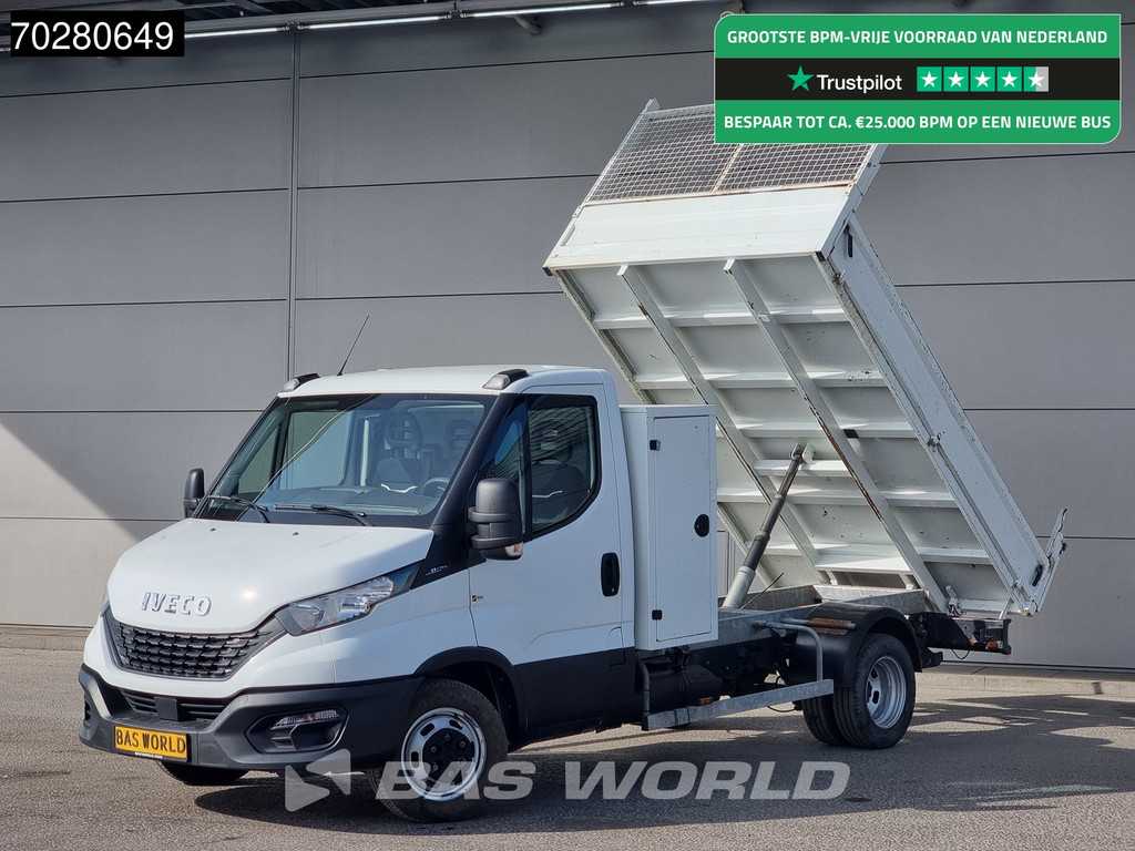 Iveco Daily 35C14 Kipper met Kist Dubbellucht 3,5t Trekhaak Airco Cruise Euro6 Kieper Tipper Benne Airco Trekhaak Cruise control