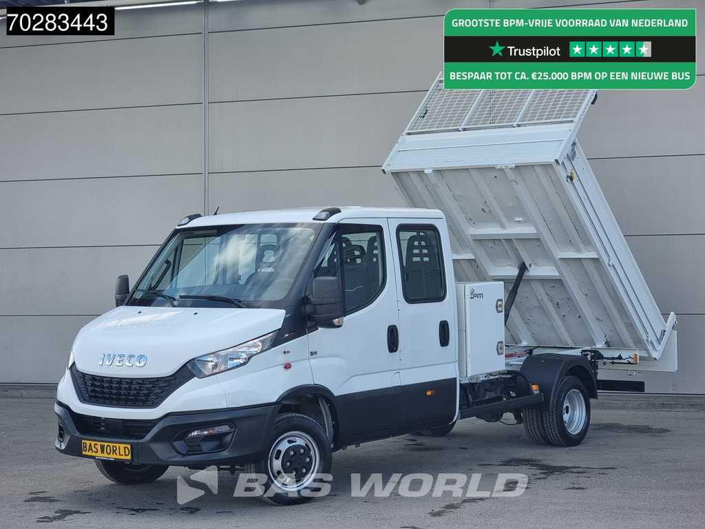 Iveco Daily 35C16 3.0L Open Laadbak Dubbel Cabine met Kist Dubbellucht 3,5t Trekhaak Airco Cruise Euro6 Pritsche Pickup Open Box Airco Dubbel cabine Trekhaak Cruise control