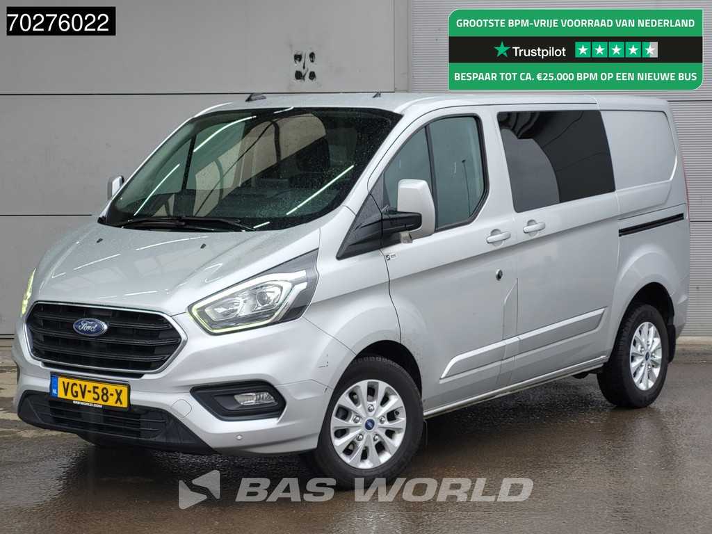 Ford Transit Custom  130PK Dubbel Cabine Automaat L1H1 LED Navi Trekhaak Camera Parkeersensoren Airco Cruise Doka Mixto L1 3Ton Airco Dubbel cabine Trekhaak Cruise control