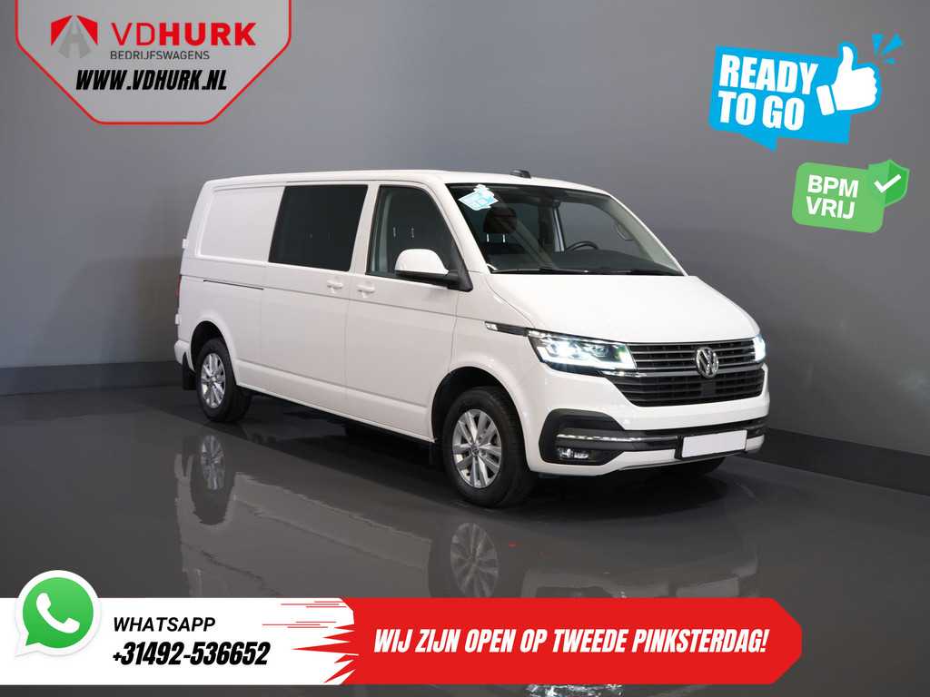 Volkswagen Transporter 2.0 TDI 150 pk Aut. L2 DC Dubbel Cabine BPM VRIJ! Ready2Go 2xSchuifdeur/ Adapt Cruise/ LED/ Standkachel/ Stoelverw./ Carplay/ Camera/ LMV