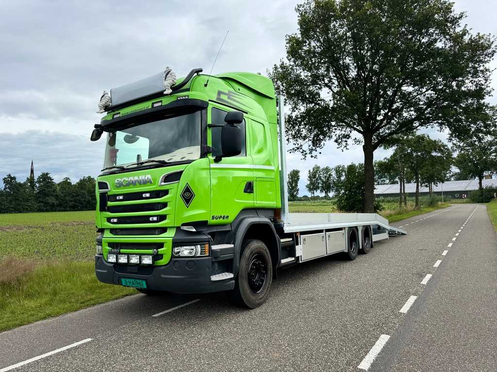 Scania R520 V8 6X2 Machine Transporter / Oprij Vrachtwagen Euro 6 Automaat - Full Air - Camera - 2016