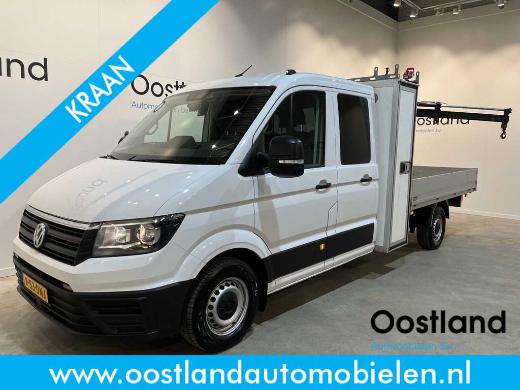 Volkswagen Open Laadbak / Euro 6 / Hiab Kraan / Luchtvering / Trekhaak 3500 KG / 220V. / Airco / Camera / Cruise Control / CarPlay / 3-Zits EXPORTPRIJS