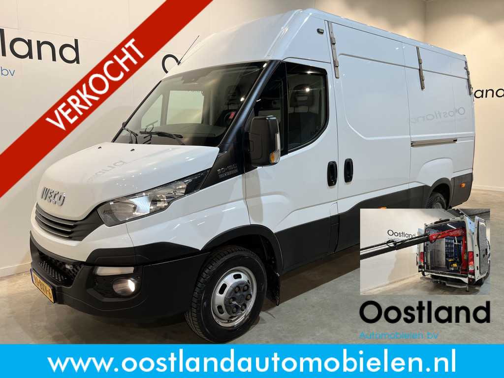 Iveco Servicebus / Sortimo Inrichting / Fassi Kraan / GVW 5.200 KG / Luchtvering / Trekhaak 3500 KG / Euro 6 / Airco / Cruise Control / 220V. / Camera