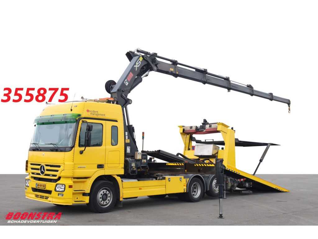 Mercedes-Benz Actros 2532 Falkom Hiab 477EP-5 HiPro 40tm Kran Doppelstock Bril Lier 6X2 Euro 5