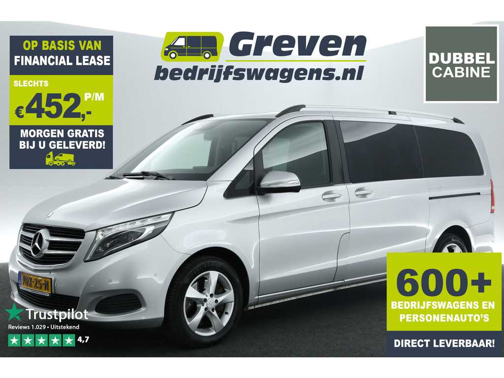 Mercedes-Benz V-Klasse 220 CDI Lang 164PK Dubbele Cabine Automaat Clima Cruise Navi PDC 2xSchuifdeur LED 5 Pers 17''LMV