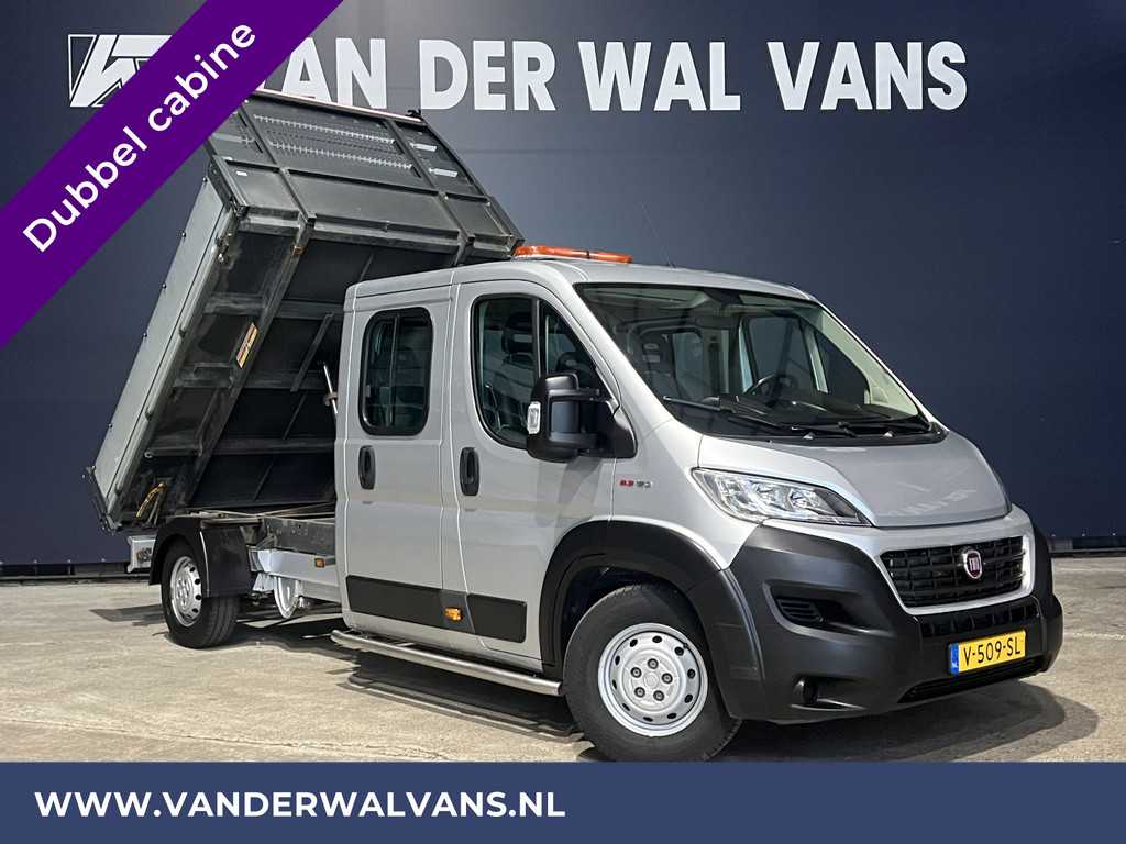 Fiat Ducato 2.3 MultiJet 150pk Kipper Pick up Open laadbak dubbele cabine Euro6 Airco | 6 Zits | 3000kg Trekhaak | Navigatie, Cruisecontrol, Sidebars