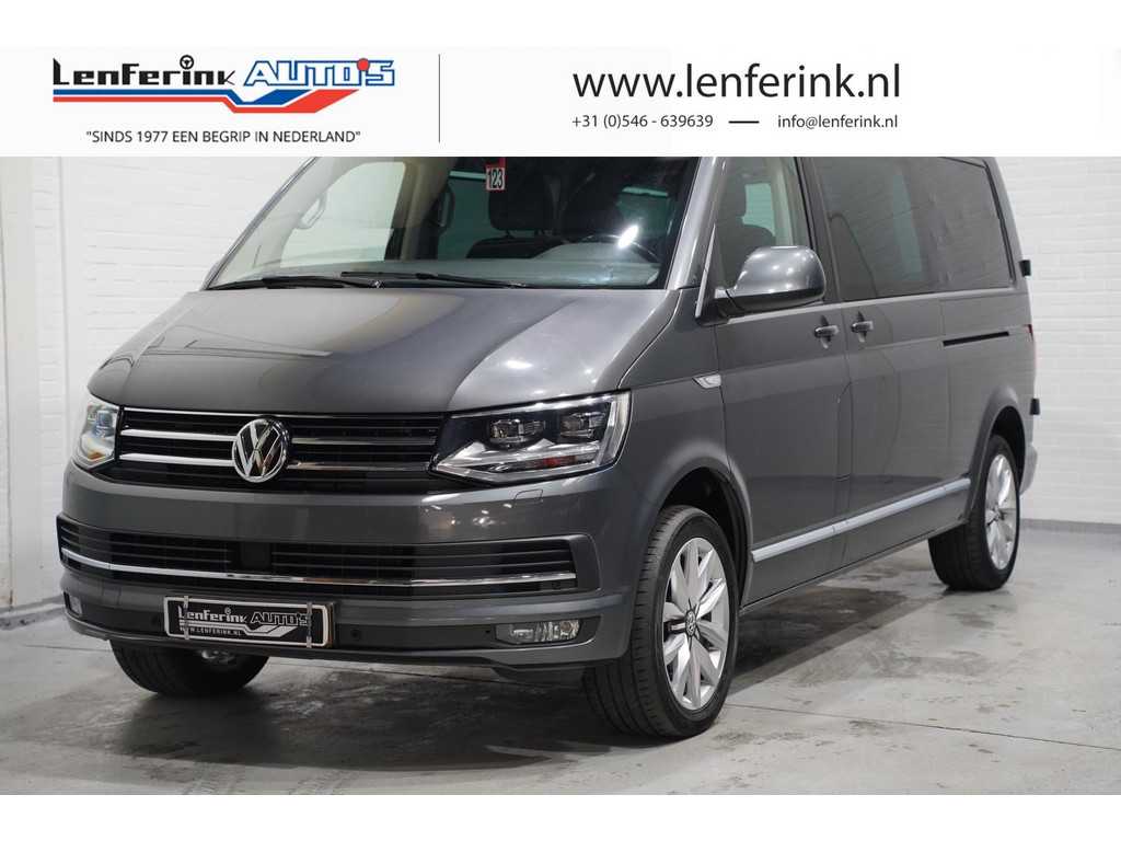 Volkswagen Transporter 2.0 TDI 199 pk Dubbel Cabine DSG Navi, Leder Zwart 2x Elek. Schuifdeur, LED Koplampen, Schuifdak