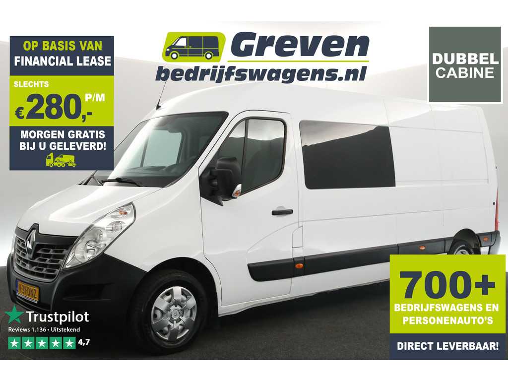 Renault Master T35 2.3 dCi L3H2 146PK 6 Persoons Dubbele Cabine Airco Cruisecontrol Navi PDC Elektrpakket