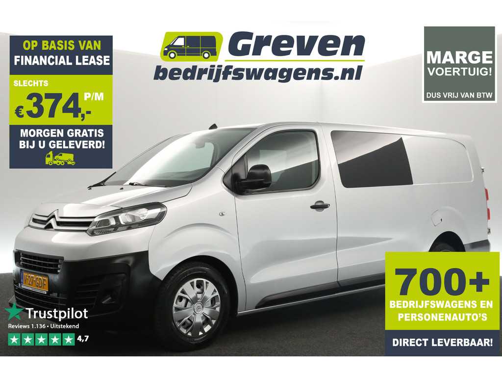 Citroën Jumpy 2.0 BlueHDI L3H1 Marge Dubbele Cabine Airco Cruise Carplay Navi 5 Persoons PDC Trekhaak