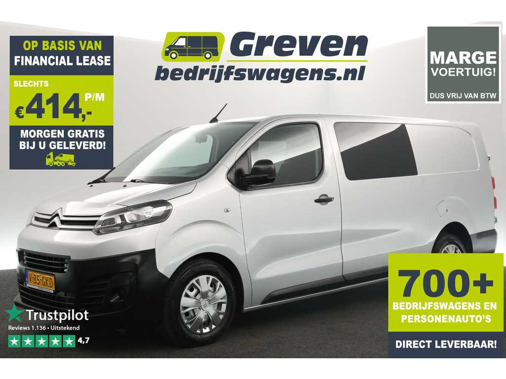 Citroën Jumpy 2.0 BlueHDI L3H1 Marge Dubbele Cabine Airco Cruise Carplay Navi PDC 5 Persoons Trekhaak