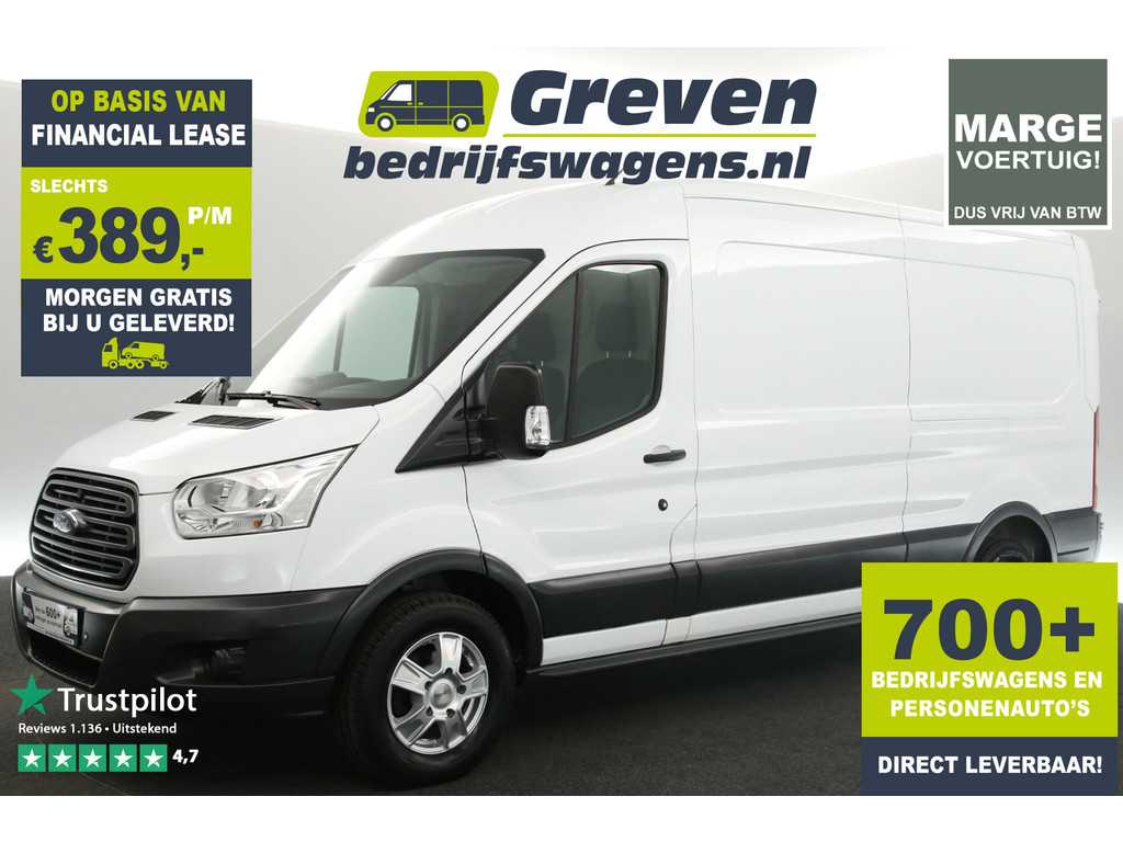 Ford Transit 310 2.0 TDCI L3H2 Marge Airco Cruise PDC 3 Persoons LED 16"LMV Elektrpakket Trekhaak