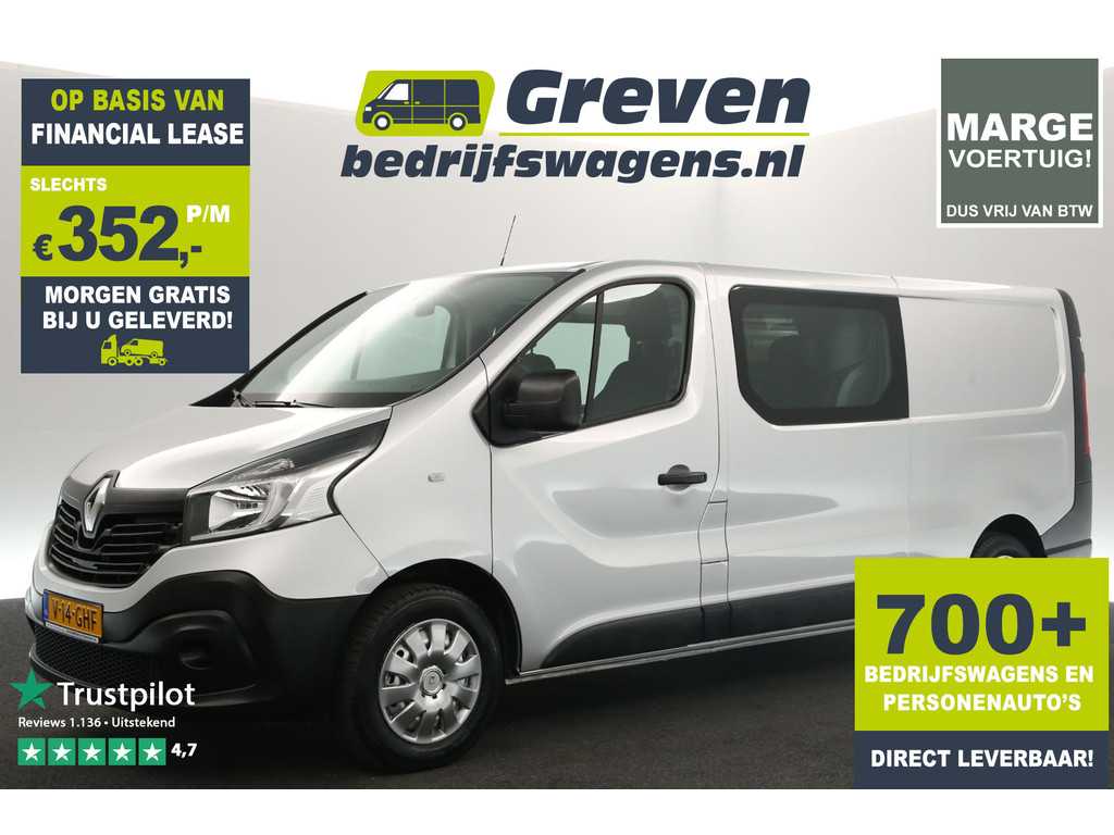 Renault Trafic 1.6 dCi T29 L2H1 Marge| Dubbele-Cabine Airco Cruise Navi 5 Persoons PDC Elektrpakket Schuifdeur