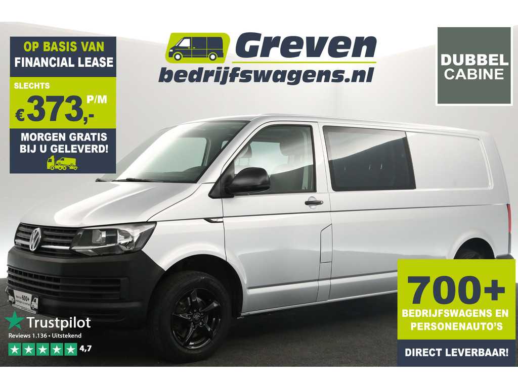 Volkswagen Transporter 2.0 TDI L2H1 140PK Dubbele Cabine Airco Cruise Carplay Navi 5 Persoons 16"LMV Trekhaak