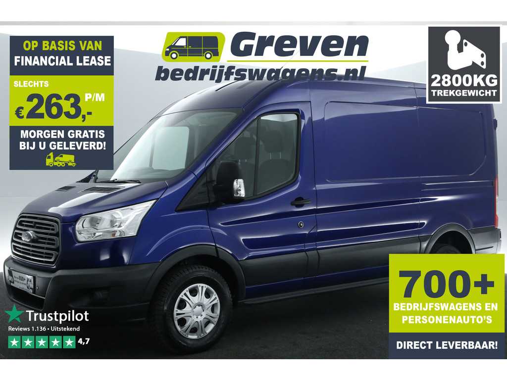 Ford Transit 350 2.0 TDCI L2H2 Trend 2800KG Trekgew. Airco Cruise PED 3 Persoons LED Elektrpakket