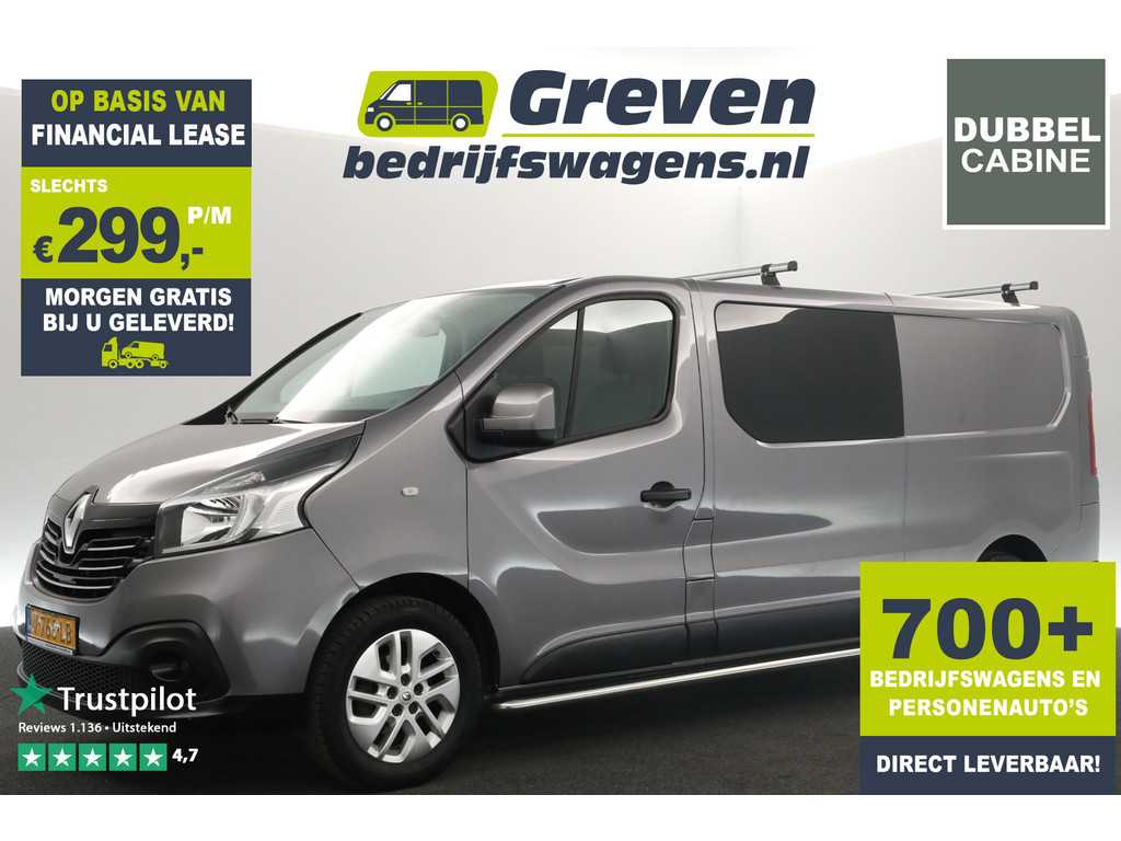 Renault Trafic 1.6 dCi T29 L2H1 Dubbele Cabine | 5 Persoons | Airco Cruise Navi Imperiaal 17"LMV PDC Elektrpakket Sidebars Trekhaak