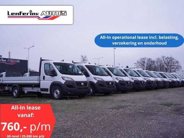 Fiat Ducato 2.2 MultiJet 140 pk Pick Up ALL-IN Operational Lease, Airco, Cruise Control, 10x Voorraad, 3-Zits