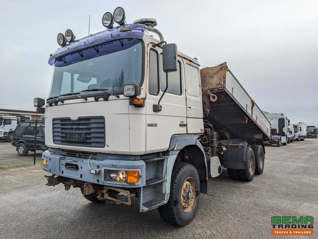 MAN 27.464 DFAC 6x6 Slaapcab Euro3 - Handgeschakeld - Kipper / Kraan Hiab 090 - Naafreductie - Alu Zijschotten