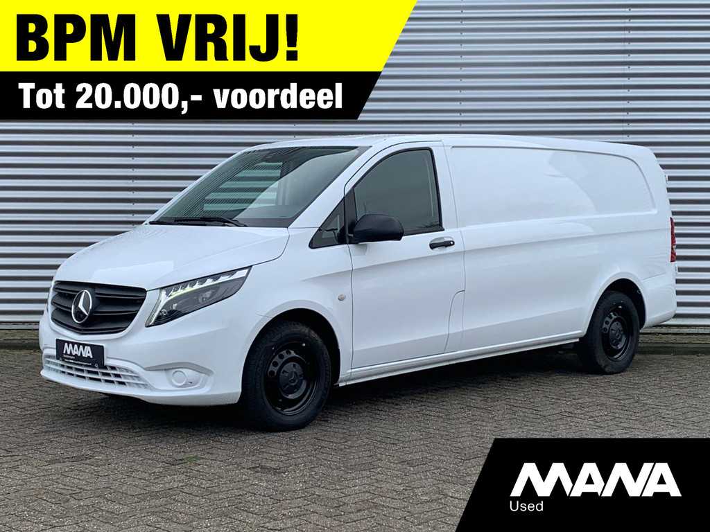 Mercedes-Benz Vito 116 CDI Extra Lang L3 163pk Automaat LED Airco Camera Leder-Stuur/Bekleding CruiseControl Stoelverwarming DYNAMIC Standkachel CarPlay AndroitAuto Trekhaak 12V Laadruimtebekleding Bluetooth VoiceCommand DAB