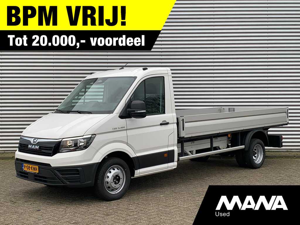 MAN TGE 5.160 160pk DL Pick-Up Laadbak Airco CarPlay Cruise Sensoren Camera 12V Dodehoekdetectie VoorruitVerwarming Bijrijdersbank ErgoS