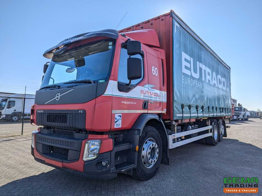 Volvo FE 280 6x2 Slaapcab Euro6 - BDF / SchuifzeilenBak 7.5M + Laadklep 1500KG - Rongpotten/Rongen