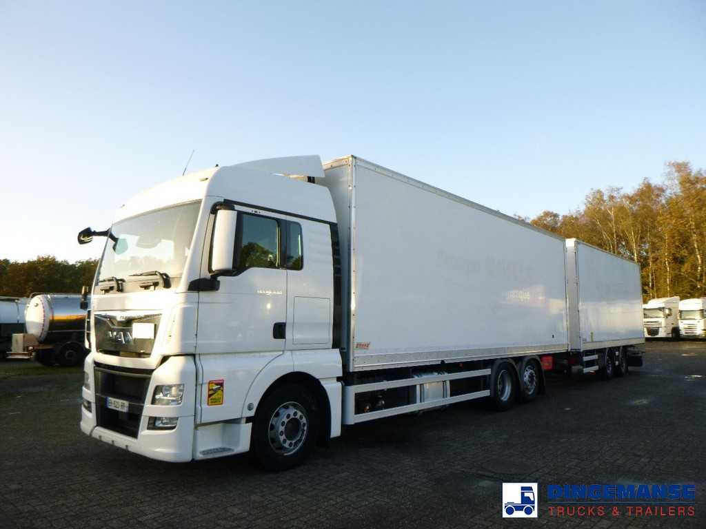 M.A.N. TGX 26.440 6X2 high volume + Fruehauf closed box trailer