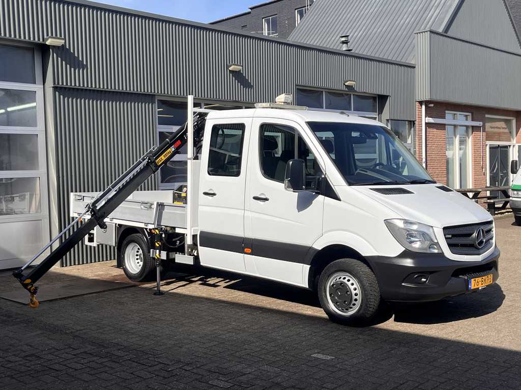Mercedes-Benz Sprinter 514 CDI 140pk DC Laadkraan Hiab 017T Airco Trekhaak 3500kg Open laadbak Euro 6 Pick-up 1e eigenaar Dubbele cabine Bakwagen Autolaadkraan Kraan